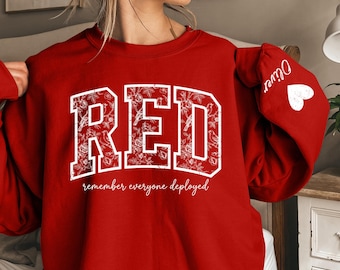 Red Friday Remember Everyone Deployed Custom Sweatshirt, Red Friday Sweater, American Flag US Veteran Sweatshirt, Red Friday Shirt, Hoodie