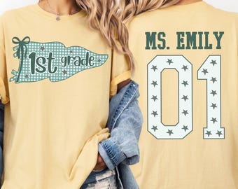 Comfort Colors Gingham Back to School Shirt, Teacher Team Shirts, Grade Level Team Tees, Teacher Gift, First Second Third Fourth Fifth Grade