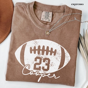 Comfort Colors® Football Kids Jersey Number and Name Shirt, Retro Football Season Mama Tee, Gift For Football Lover Mom Shirt