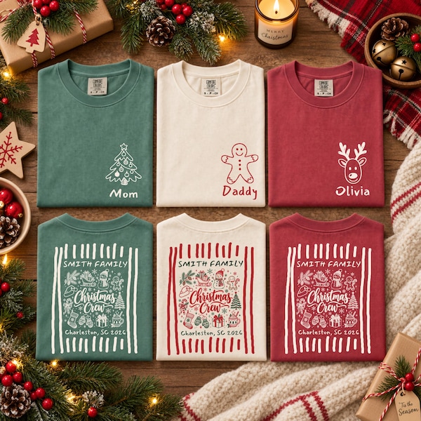 Comfort Colors® Custom Matching Family Christmas Vacation T-Shirt, Personalized Christmas Crew Shirt, Holiday Group Tee Friendsmas Gift Idea
