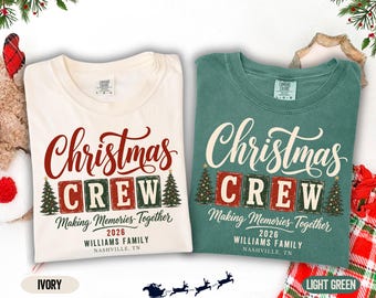 Comfort Colors® Custom Christmas Crew Shirts, Family Matching Holiday Tee, Custom Name Christmas Party Shirt, Personalized Holiday Group Tee