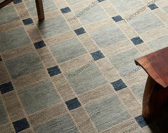 Alfombra de lana verde claro geométrica anudada a mano, alfombra turca para dormitorio, sala de estar, oficina, alfombras orientales, 5x8, 6x9, 7x9, 8x10, 9x12, 10x14