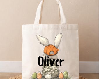 Personalized Easter Tote Bag,Canvas Easter Bag,Easter Bunny Bag With Name,Easter Bunny Basket,Kids Egg Hunt Bag,Easter Gift Bags,Easter Tote