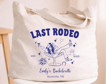 Last Rodeo Bachelorette Custom Tote Bag, Western Bridal Party Gift, Canvas Tote Bag