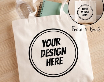 Custom Cotton Canvas Tote Bags, Front & Back Print, Personalized Party Favors Gift