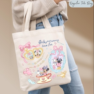 Minnie Mouse Daisy Duck Tote Bag, Disney Girls Trip Gift, Disney Vacation Tote, Girls Just Wanna Have Fun Bag, Disney Best Friends Gift image 4