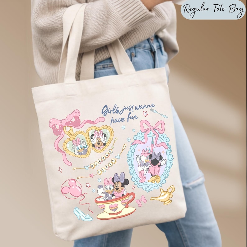 Minnie Mouse Daisy Duck Tote Bag, Disney Girls Trip Gift, Disney Vacation Tote, Girls Just Wanna Have Fun Bag, Disney Best Friends Gift image 4