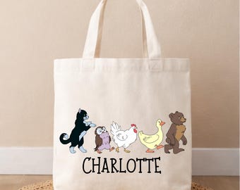 Little Bear Tote Bag, Cute Kids Tote Bag, Animal Lover Tote, Toddler Gift Bag, Cartoon Animal Tote, Birthday Gift for Kids, Cute Animal Bag