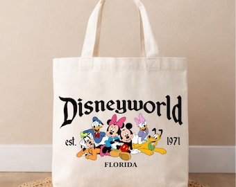 Disneyworld Est 1971 Tote Bag, Disney World Florida Mickey And Friends Tote Bag, Disney Group Gift, Mickey Canvas Tote Bag