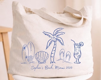 Coastal Doodle Tote Bag, Last Toast on the Coast, Destination Wedding Welcome Tote, Coastal Bachelorette, Brides Last Toast, Hand Drawn Tote