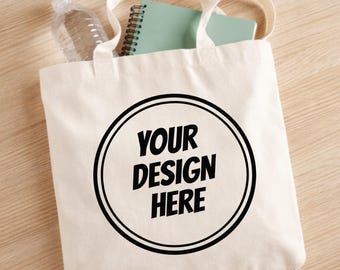 Custom Cotton Canvas Tote Bags, Front & Back Print, Personalized Party Favors Gift