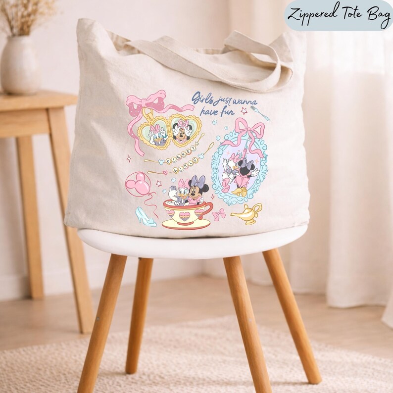 Minnie Mouse Daisy Duck Tote Bag, Disney Girls Trip Gift, Disney Vacation Tote, Girls Just Wanna Have Fun Bag, Disney Best Friends Gift image 6