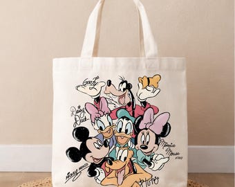 Mickey And Friends Signature Tote Bag, Disney Garden Festival Tote, Mickey Canvas Tote Bag, Floral Disney Gift, Gardener Gift