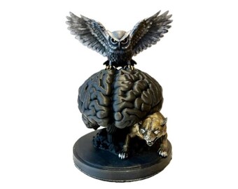 Fight or Flight Brain Sculpture — Cortex vs Amygdala Art, Mental Health Therapist Office Decor