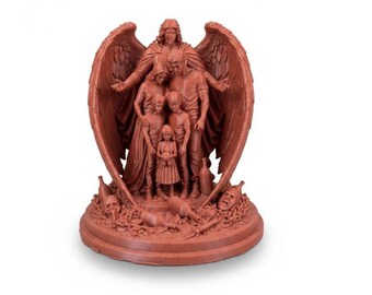 The Battle They Never Saw | Guardian Angel Family Sculpture | Christian Protection Statue | Faith & Hope Gift
