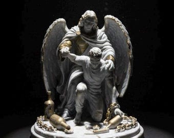 Grace Before Strength - Christian Addiction Recovery Statue | Guardian Angel Sculpture | Faith Based Christian Gift