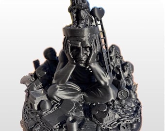 ADHD Sensory Overload Sculpture – Neurodivergent Anxiety Art, Mental Health Statue, Therapist Office Decor