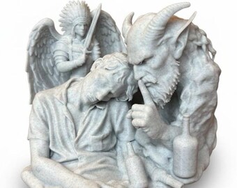 Addiction Recovery Sculpture – Angel Demon Struggle Art – Sobriety Gift