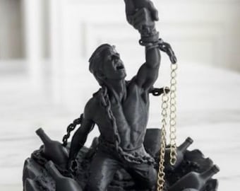 Addiction Recovery Sculpture – Breaking Chains, Sobriety Milestone, Sponsor Gift, Therapist Office Decor