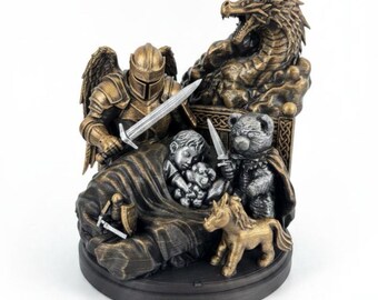 The Echo Of Innocence - Dragon Knight Protector Sculpture – Inner Child Healing Art, Addiction Recovery Statue