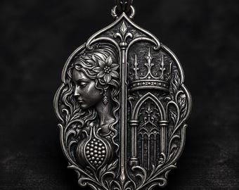 Collar de plata de ley con colgante de Perséfone, dije de la mitología griega / regalo gótico / colgante de Hades y Perséfone