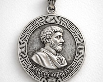 Collar con moneda estoica de plata de ley, colgante de Marco Aurelio, joyería de filósofo romano para hombre, medallón de emperador, regalo de la Antigua Roma
