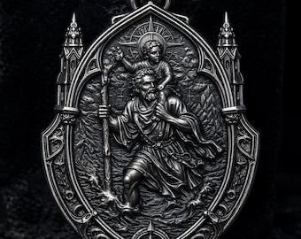 Collar de plata esterlina de San Cristóbal, católico, colgante de protección para viajes / amuleto de protección para viajes / regalo cristiano