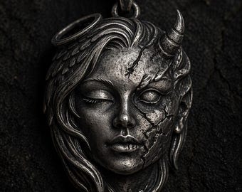 Collar de ángel caído de plata de ley, colgante de ángel gótico / collar gótico para mujer, collar de ángel oscuro / regalo de joyería de ángel de plata