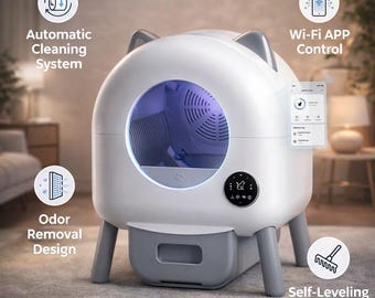Arenero automático autolimpiante para gatos / Grande, 13 L, control de olores, control mediante aplicación Wi-Fi