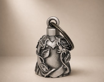 Heart with Rose 3D Motorcycle Bell, Good Luck Charm, Guardian Bells