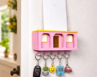 La Casita – Porte-clés mural avec fente pour courrier | Organiseur de courrier | Crochets décoratifs pour clés | Idée cadeau