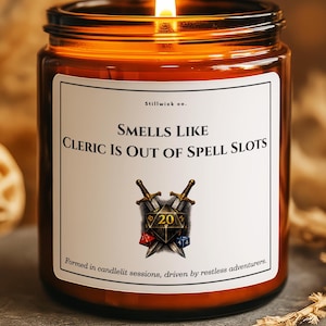 Regali D&D per giocatori – Candela con dadi D&D, odora come se il chierico avesse esaurito gli slot degli incantesimi / Decorazioni per giochi da tavolo, schermo dm, dnd, d20