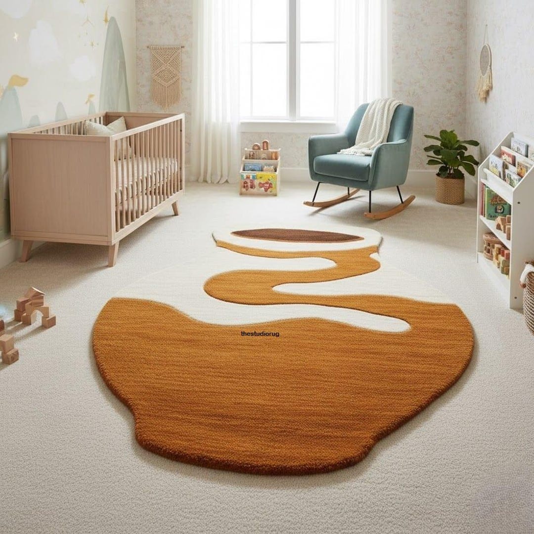 Modern Abstract Hand Tufted Wool Area Rug Organic Shape Contemporary ...