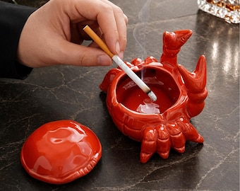 Cigar Ash Tray, Smoking Accessories, Ceramic Crab Ashtray, Cute and Unique Ash Holder, Smoker, Gift for Boyfriend or Girlfriend