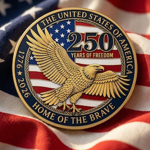 Moneda conmemorativa de 250 años de libertad, Hogar de los valientes EE. UU. Ficha del águila del 250 aniversario, Moneda de desafío patriótico 1776-2026