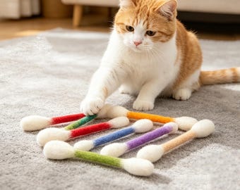 Giocattolo gigante per gatti a forma di cotton fioc, bastoncino con erba gatta, giocattolo da masticare in feltro e peluche per gatti durante la dentizione, ideale per la caccia, regalo unico e divertente per gli amanti dei gatti.