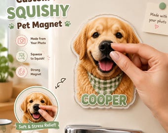Anpassad magnet med näsa och squishy för husdjur | Personlig kylskåpsmagnet med hundfoto | Anpassad kylskåpsmagnet i akryl | Stressavlastande present till husdjursälskare