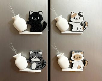Recolector de bigotes de gato impreso en 3D hecho a mano, soporte magnético para nevera, recuerdo conmemorativo de mascotas