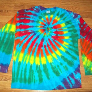 S M L XL 2X 3X 4X 5X Tie Dye Long Sleeve, Kids, Adult, Plus Size tie dye Shirt- Rainbow Sky