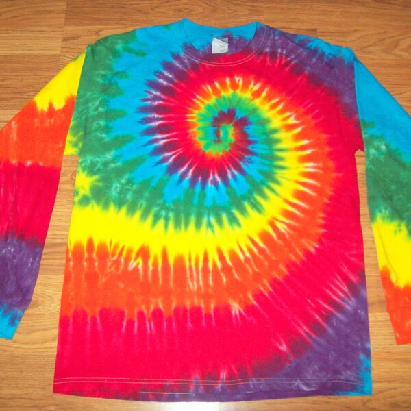 S M L XL 2X 3X 4X 5X Koszulka tie-dye z długim rękawem, dziecięca, dorosła, plus size tie-dye - tęczowa tie-dye