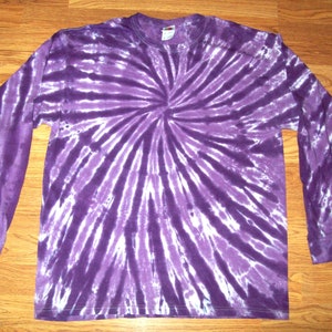 S M L XL 2X 3X 4X 5X Tie Dye Purple Spiral, Kids, Adult, Plus Size Long Sleeve Tie Dye