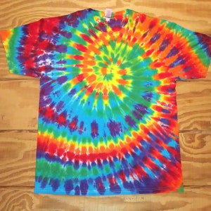 S M L XL 2x 3x 4x 5x 6x Tie Dye Shirt, Kids, Adult, Plus size tie dye, Rainbow Wigwag Spiral Yellow