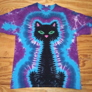 S M L Xl 2XL 3XL 4XL 5XL 6XL Tie Dye Shirt, Kids, Adult, Plus size tie dye, Tie Dye Black Kitty Cat