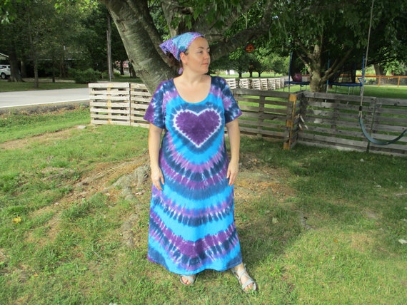 S M L XL 2XL 3XL Tie Dye Dress- Plus Size Tie Dye Dress- River Heart Tie Dye