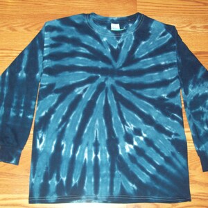S M L XL 2X 3X 4X 5X Tie Dye Cobalt Spiral, Kids, Adult, Plus Size Long Sleeve Tie Dye