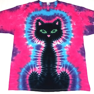S M L Xl 2XL 3XL 4XL 5XL 6XL Tie Dye Shirt, Kids, Adult, Plus size tie dye, Tie Dye Black Kitty Cat