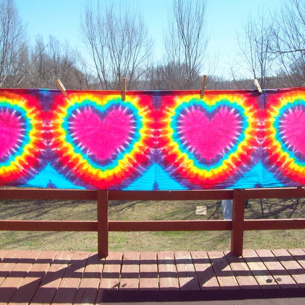 Heart Tie Dye Tapestry, wall hanging, long scarves, tie dye wall poster