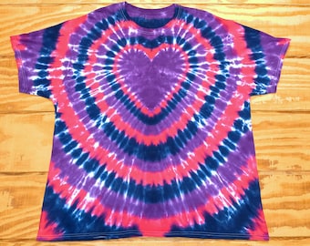 Pink Heart Tie Dye T-shirt, 2X 3X 4X 5X 6X, Pink Tie Dye Top