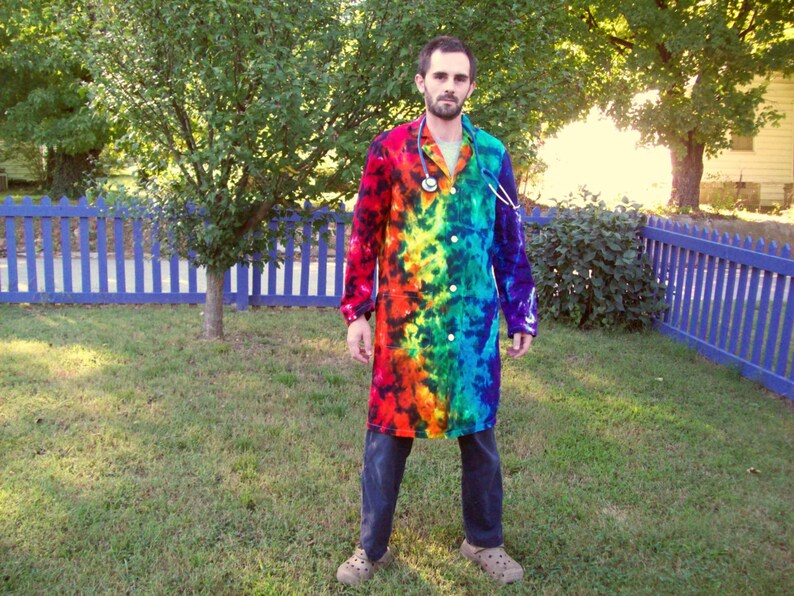 S M L XL 2XL Tie Dye Lab Coat Doctor coat Dark Rainbow Crush Etsy