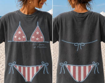 Youth and Adult 250 Years Of Freedom Summer Bikini T-shirt, Unisex Cotton T-Shirt, Menswear, Womenswear